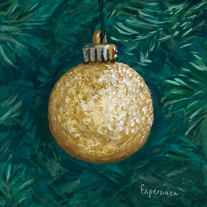 "Golden Ball Ornament" 6x6 original painting