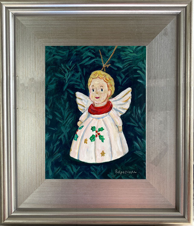 "Hundred Year Old Angel Ornament" 6x8 original painting