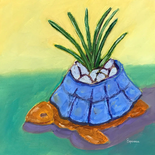 "Little Turtle Planter" giclee print