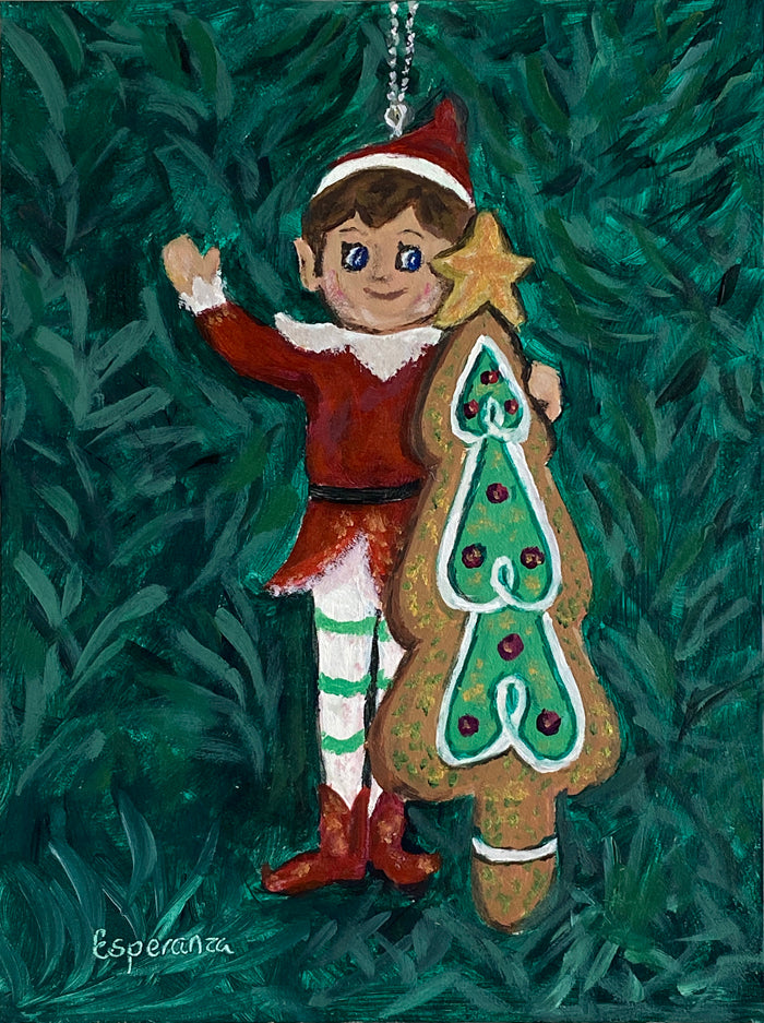 "Little Elf Ornament" 6x8 original painting
