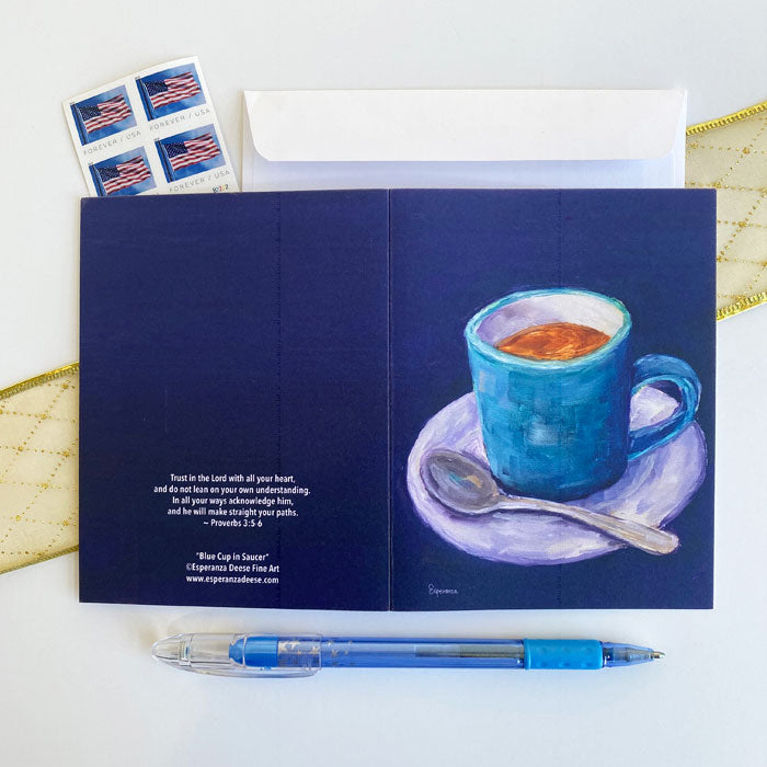 "Blue Cup in Saucer" notecard
