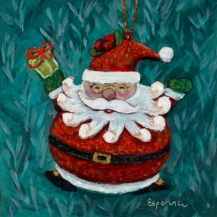 "Santa Ornament" 6x6 original painting