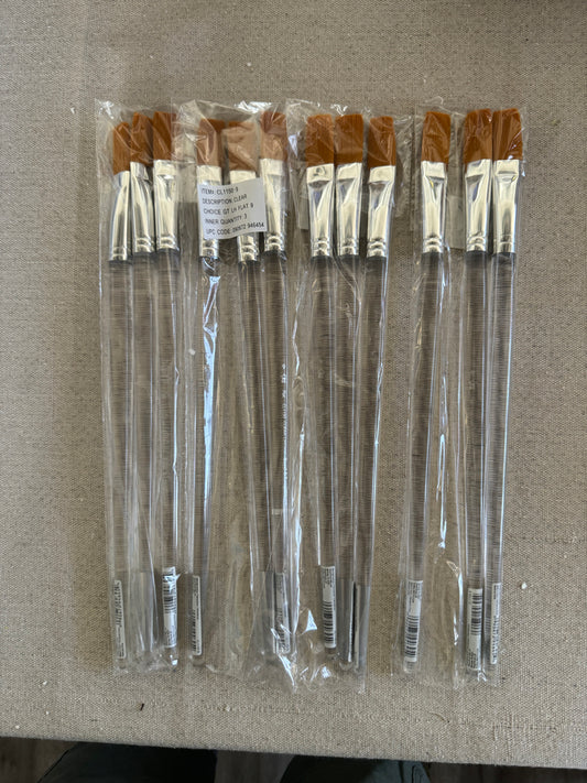 Royal & Langnickel Clear Choice Gold Taklon Flat Brushes (Long Handle)