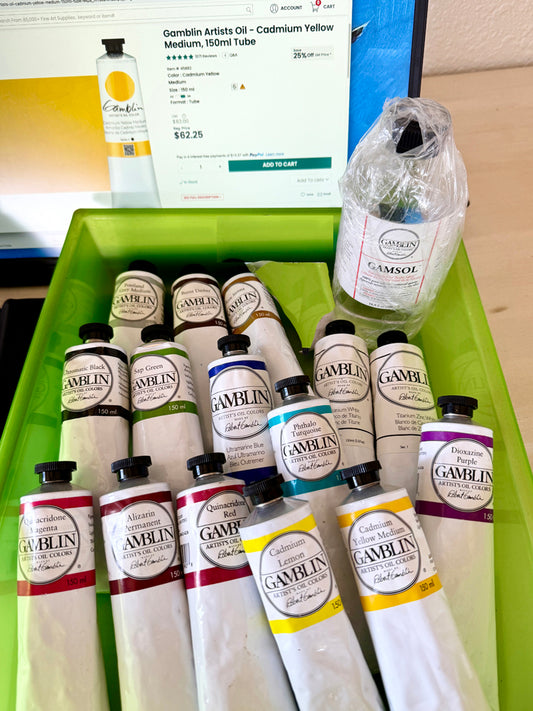PROFESSIONAL BUNDLE: Gamblin Artist Oils (15 Large Tubes) + Gamsol