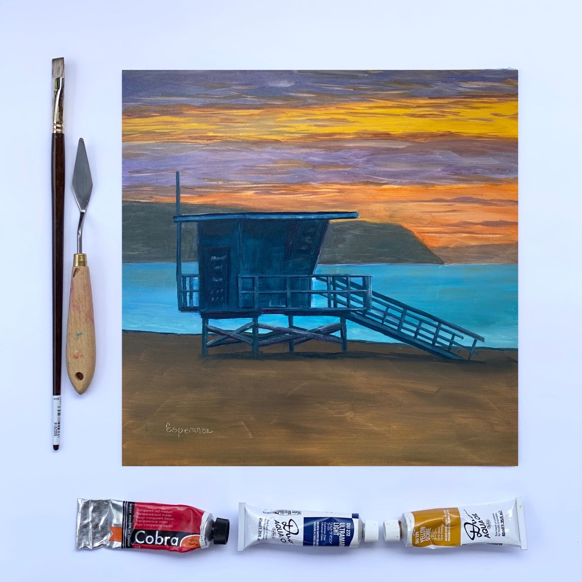 "Sunset Calm", 12x12, Oil on Panel