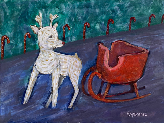 "Where Did Santa Go?" 6x8 original painting