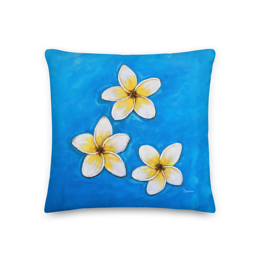 Fine Art Throw Pillow, "Plumeria on Water", from original artwork by Esperanza Deese