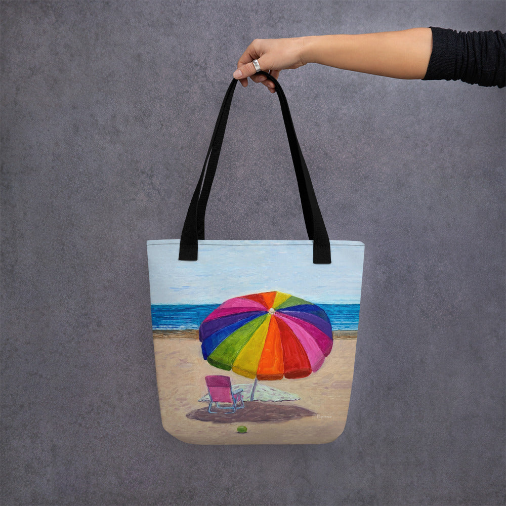 Fine Art Tote Bag, "Beach Umbrella", from original artwork by Esperanza Deese