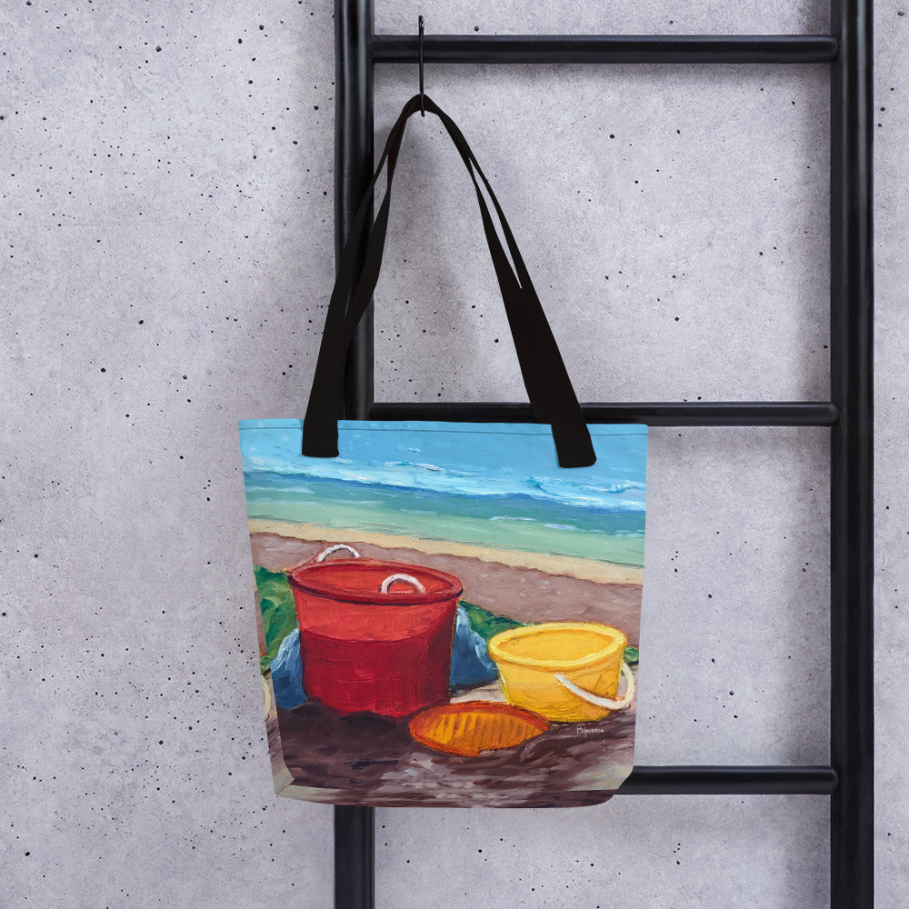 Fine Art Tote Bag, "Beach Buckets", from original artwork by Esperanza Deese