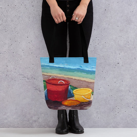 Fine Art Tote Bag, "Beach Buckets", from original artwork by Esperanza Deese