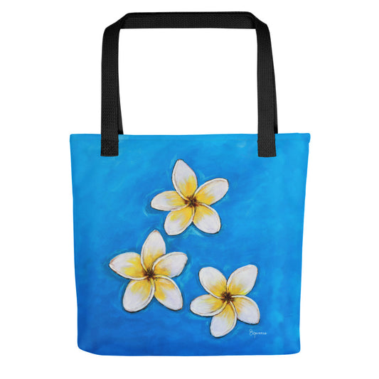 Fine Art Tote Bag, "Plumeria on Water", from original artwork by Esperanza Deese